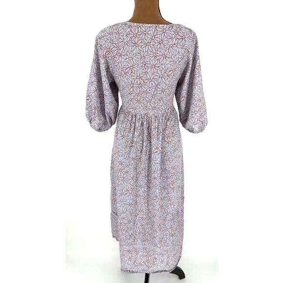 Madewell Floral Half Sleeve Midi Dress in Blue and Brown – Size Small NWOT - Picture 3 of 8